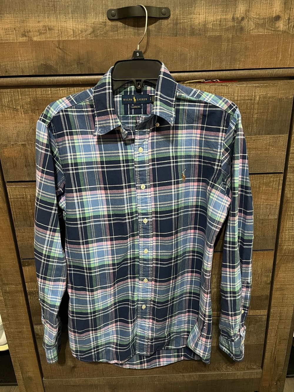 Ralph Lauren Classic Fit Men's Navy Plaid Button-Down Shirt